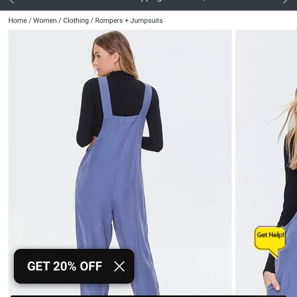 Forever 21 nwt twill overalls Grey blue small - Picture 3 of 9